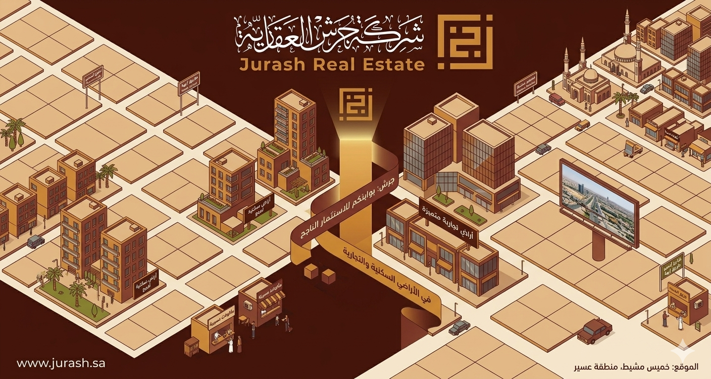 الأراضي التجارية والسكنية في خميس مشيط | شركة جرش العقارية 2026